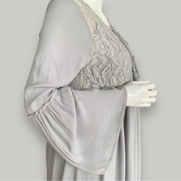 ALTER’D STATE GRAY BOHO LACE BODICE LONG SLEEVE MIDI DRESS. WOMEN’S SIZE SMALL - Picture 5 of 9